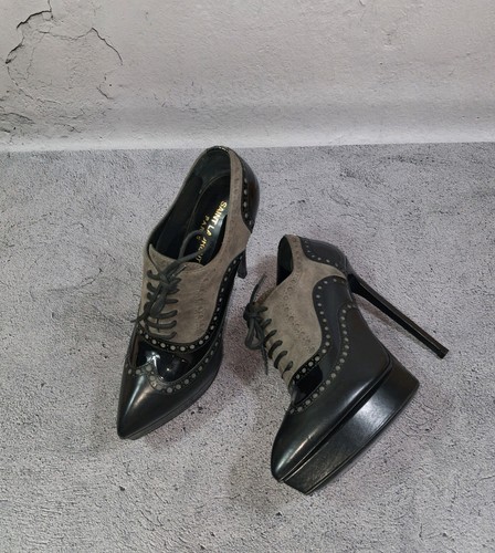 SAINT LAURENT (YSL) Scarpe décolleté Saint Laurent Richelieu A Talons tacco scamosciato e pelle 37EU (6US) YSL