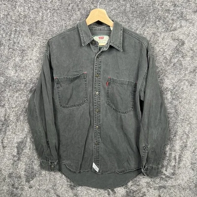Vintage Levi's Denim Shirt Mens Medium Dark Wash Long Sleeve Chambray Button Up - Image 1 of 4