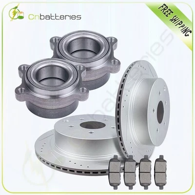 Para Infiniti FX35 2003-2009 Rotores de freno traseros perforados Pastillas de cerámica Buje de rueda Foto 1 de 4