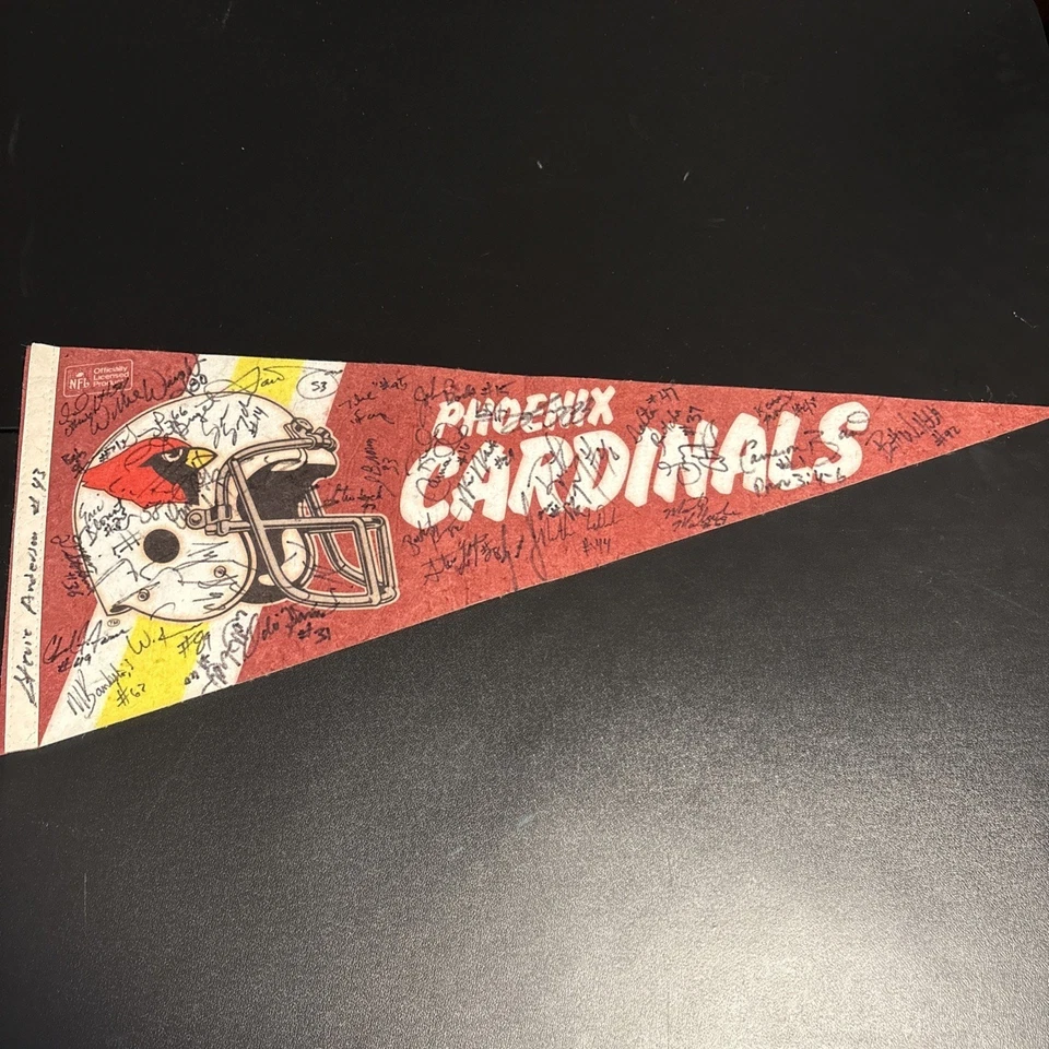 Phoenix Cardinals Vintage Pennant Autografado pela Equipe - Veja a Descrição - Imagem 1 de 4