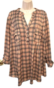 Cocomo Damen Bluse kariert Übergröße 3X Langarm weicher Pullover Oberteil - Bild 1 von 9