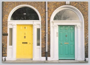 Dublin Ireland Fair City Colorful Georgian Doors Postcard - Picture 1 of 2