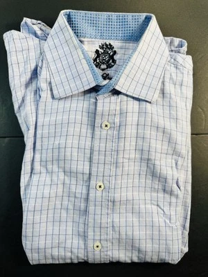 English Laundry 男式纽扣领衬衫蓝色格子 16.5 34/35 码 — 第 1/4 张图片