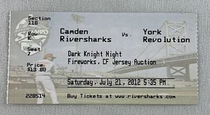 MiLB 2012 07/21 YORK REVOLUTION at CAMDEN RIVERSHARKS Baseball Ticket - Picture 1 of 1