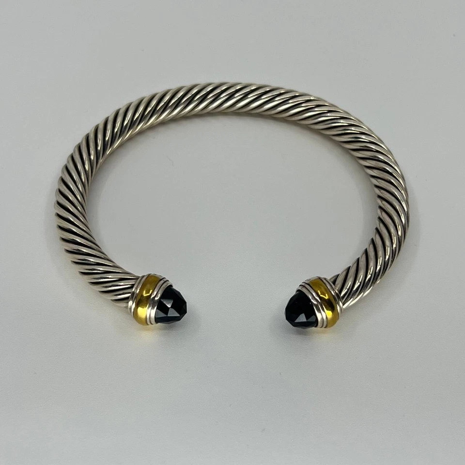 Authentic David Yurman 7mm Classic Cable Bracelet Sterling Silver and Black Onyx - Image 1 of 4