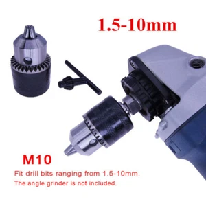 M10*1.5 Angle Grinder Drill Chuck 1.5-10mm Metal Drill Chuck and Chuck Key Kit - Picture 1 of 8
