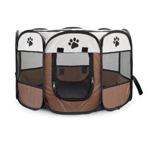 Portable Pet Playpen Foldable Dog Cat Playpen Camping Tent Kennel Crate - Picture 1 of 9