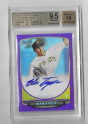 2013 Bowman Draft Chrome    Blake Taylor #BCA-BT Auto   PURP LE REFRACTOR /10 - Image 1 of 2