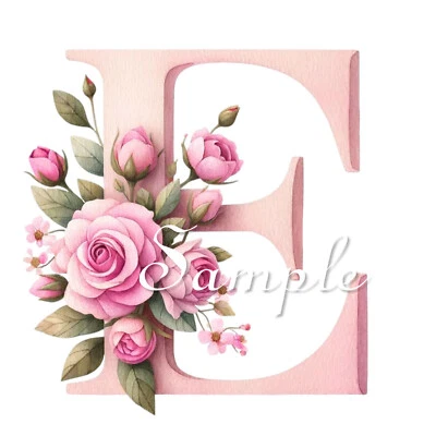 Bloque de edredón de tela con monograma "E" - rosa Shabby Chic inicial - 100 % algodón Foto 1 de 4