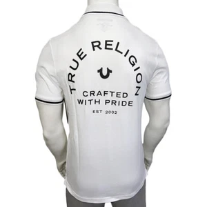 Neu mit Etikett True Religion UVP $ 69,99 WEISSES KURZÄRMLIGES POLOSHIRT FÜR HERREN GRÖSSE S M L XL - Bild 1 von 5