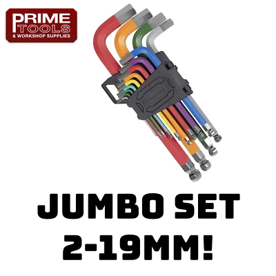 Sealey AK7192 13 Piece Jumbo Colour Coded Ball End Hexagon Key Set 2-19mm - Image 1 of 4