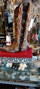 NAUGHTY MONKEY RODEO DOLL LEOPARD COWGIRL BOOTS BRONZE TRIM 7 M NEW - Picture 1 of 5