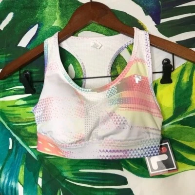NUEVO CON ETIQUETAS $30 Fila XS Geométrico Pastel Colorido Ropa Activa Yoga Correr Sujetador Deportivo Foto 1 de 4