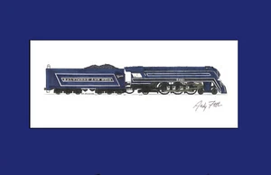 Baltimore & Ohio 4-6-2 Cincinnatian 10""x17"" estampado en 10""x20"" alfombra Fletcher firmada - Imagen 1 de 1