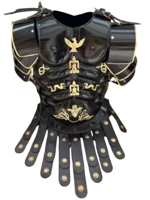 Roman Black Muscle Armor Medieval Greek Gladiator Muscle Armor Cuirass Costume - Image 1 of 4