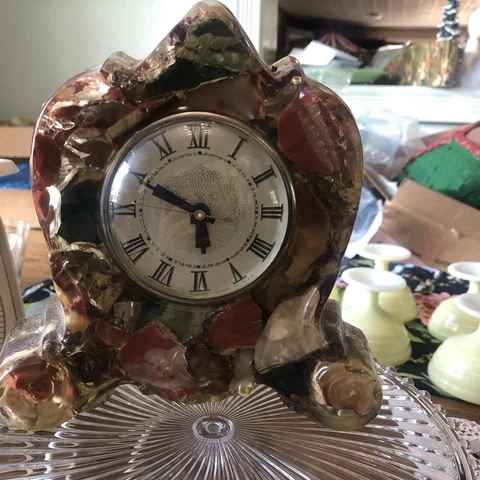 Vintage “Vomit“ Rock Lanshire Clock Sealed In Resin—Works Great Cover