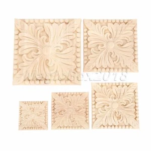 Woodcarving Decal Square Bed Wall Door Onlay Applique Carved Decoration Crafts - Picture 1 of 23