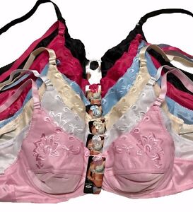 Lot 6 Bras Floral 2  Hooks Support Light Padded Underwire 32~40 B C #22019