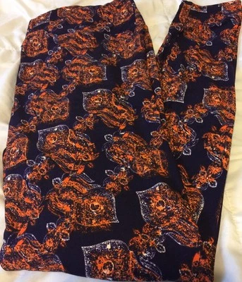 Lularoe TC Leggings Altos Curvilíneos Púrpura Sólido Floral Naranja Blanco 12-18 Nuevos T&C Foto 1 de 4