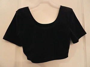MARIKA Stretch Cotton Black Crop Top Short Sleeves Sz L Large - Picture 1 of 1