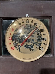 Vintage Currier & Ives rundes Wandthermometer - Bild 1 von 2