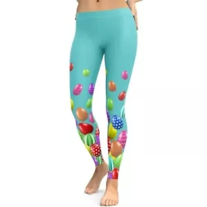 Happy Easter Day Bunny Eggs Yoga Pants High Waisted Leggings Athletic Pants - Picture 1 of 3