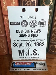 Vintage 1982 Detroit News 150 Indy Car Cart Ticket Stub & Teilnehmer Plakette MIS - Bild 1 von 6
