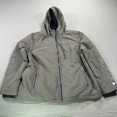 Tommy Hilfiger Chaqueta Mujer 2XL XXL Gris Forrado de Vellón Con Capucha Softshell Abrigo Foto 1 de 4