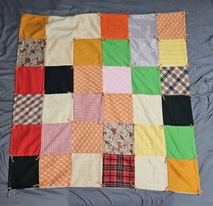 Lap Quilt Handcrafted Machine Stitched 40"x41" Vintage Lightweight Blocks Baby - Picture 1 of 4