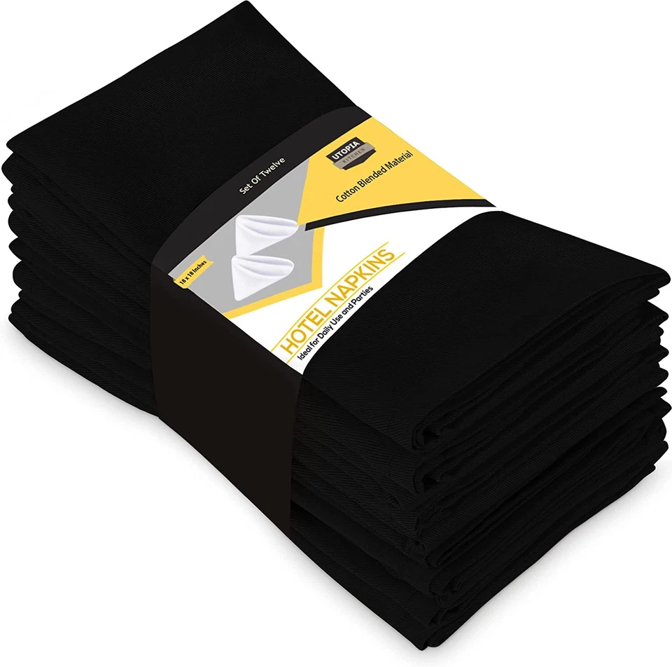 Pack of 12 Cotton Dinner Napkins Hotel Quality 18x18" Utopia Kitchen - Image 1 of 4