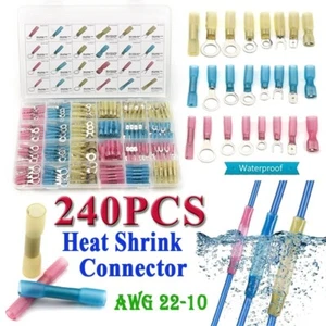 240PCS Assortment Crimp Terminals Heat Shrink Wire Connectors Marine Case Kit US - Picture 1 of 9