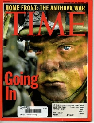 Time October 29 2001 Anthrax Afghanistan Tommy Thompson Ariel Sharon FBI - Image 1 of 2