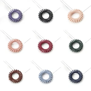 1Pcs For Women Solid Color Telephone Wire Elastic Hair Tie Rubber Bands CA - Picture 1 of 26
