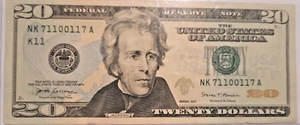2017 $20 TRINARY RADAR SERIAL NUMBER "71100117" RARE GREAT FOR COLLECTION - Picture 1 of 5