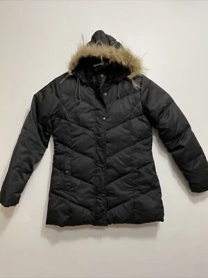 Abrigo Mackintosh Nueva Inglaterra Talla XSmall Negro Plumón Pluma Puffer Piel de Mapache Foto 1 de 4