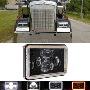 For Kenworth T400 T800 W900 4x6" LED Headlight High-Low Beam DRL Turn Angel Eye - Foto 1 di 12