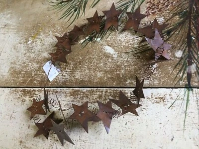 Primitive Rusty Wire Metal Barn Star Garland 6 feet 18/2" Stars Craft Wedding - Image 1 of 4