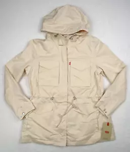 Levis Womens Jacket Size Large Peach Puree Pink Four Pocket Hooded Military - Picture 1 of 18