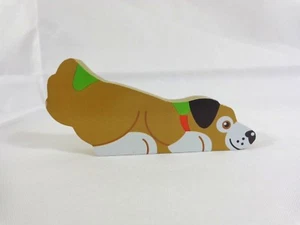 HOUND DOG FIGURINE 4.5" Wood Brown Black White - Picture 1 of 3