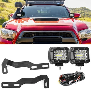 For 2016-2023 Toyota Tacoma 18W LED Fog Light Pod+Hood Ditch Mount Bracket+Wire - Picture 1 of 9