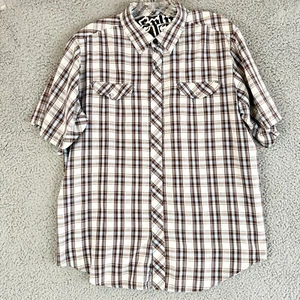 Vtg Split Skate Button Up Shirt L Mens Plaid Short Sleeve Y2K 2000s wear - Picture 1 of 7