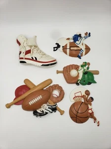 Vintage Boys Room Sports Wall Decor Hanging Football Baseball Basketball 1990's - Picture 1 of 9