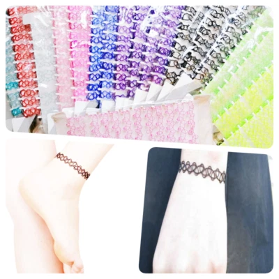 Pulsera Tatuaje Elástica Tobillera Colorida Hippy Declaración Joyería Punk Elástica Reino Unido Foto 1 de 4