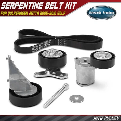 5x Serpentine Belt Drive Component Kit for Volkswagen Jetta 2005-2010 Golf 2.5L - Image 1 of 4