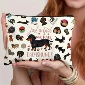 Just A Girl Who Loves Dachshunds Dog Bag Travel Cosmetics Wash Toiletries Pencil - Picture 1 of 3