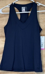 NWT Lucky In Love Small Blue Shelf Bra V-Neck Racerback Sleeveless Tank Top - Picture 1 of 10