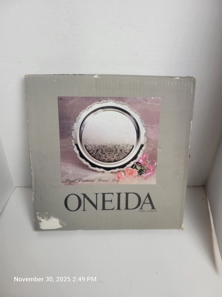 "Nueva caja original - Plato redondo provincial Oneida Royal de colección 10"" plateado" Foto 1 de 2