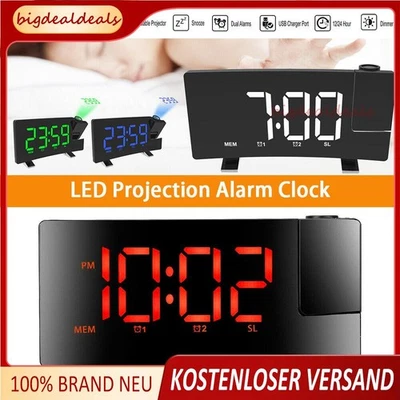 Neu LED FM Radiowecker mit Projektion Digital Funkuhr Dimmbar Tischuhr Alarm USB - Bild 1 von 4
