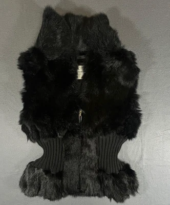 Patrizia Luca Milano Black Knit Waist Genuine Fur Vest - Image 1 of 4