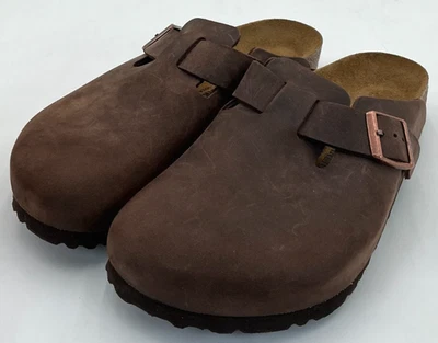 Zuecos de cuero Birkenstock Boston para hombre talla 8 EE. UU. 41 UE Habana Foto 1 de 4